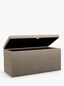 John Lewis Emily Upholstered Ottoman Storage Box - view 2, Soft Touch Chenille Mole