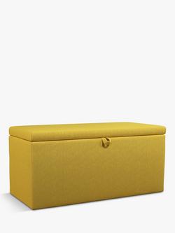 John Lewis Emily Upholstered Ottoman Storage Box, Brushed Tweed Mustard