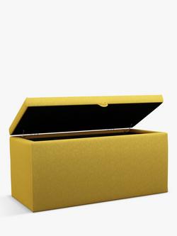 John Lewis Emily Upholstered Ottoman Storage Box - view 2, Brushed Tweed Mustard