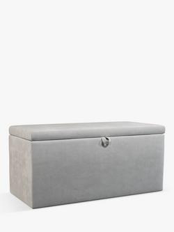 John Lewis Emily Upholstered Ottoman Storage Box, Deep Velvet Steel