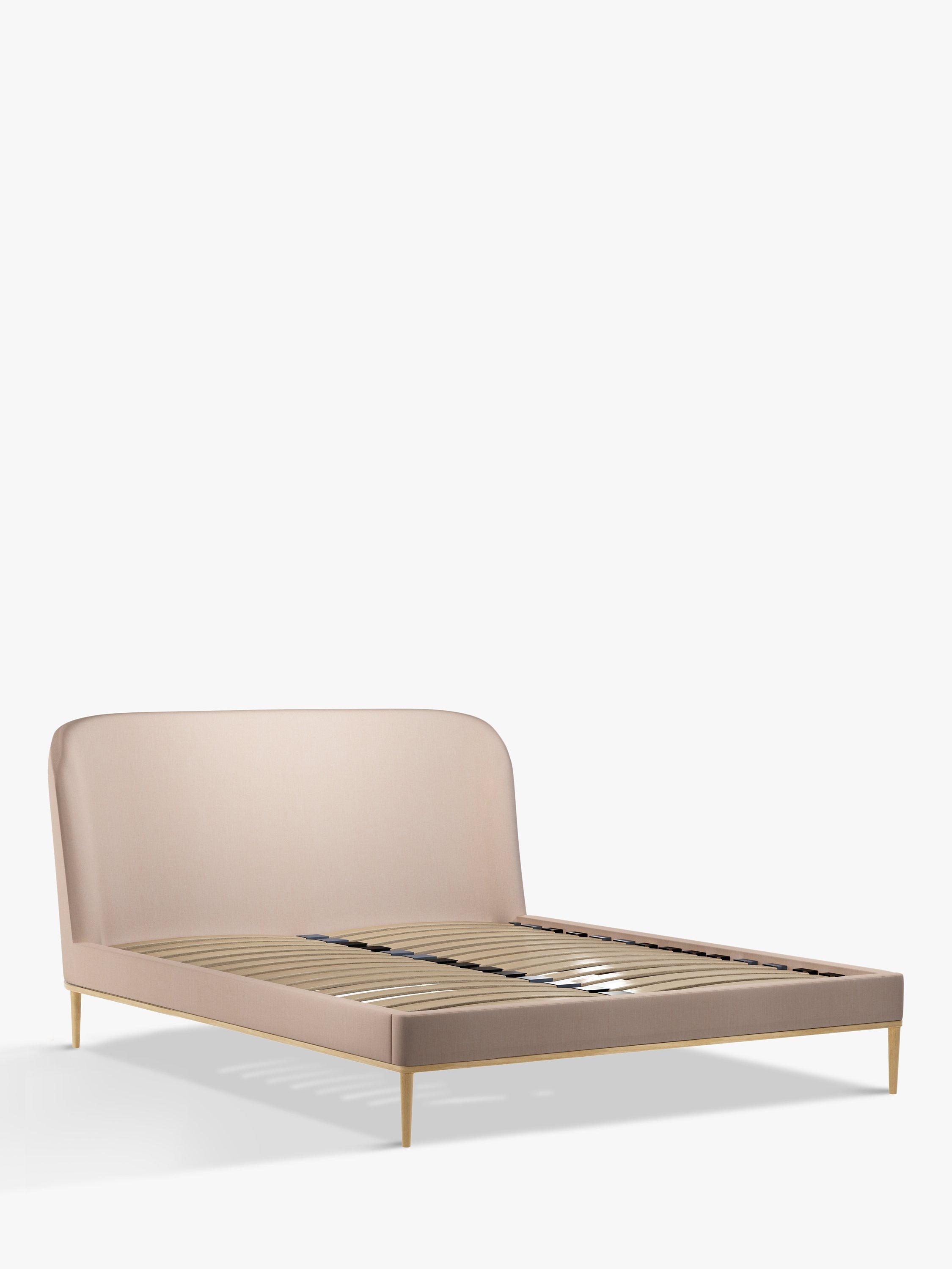 John Lewis Show-Wood Upholstered Bed Frame, King Size, Cotton Effect Pink