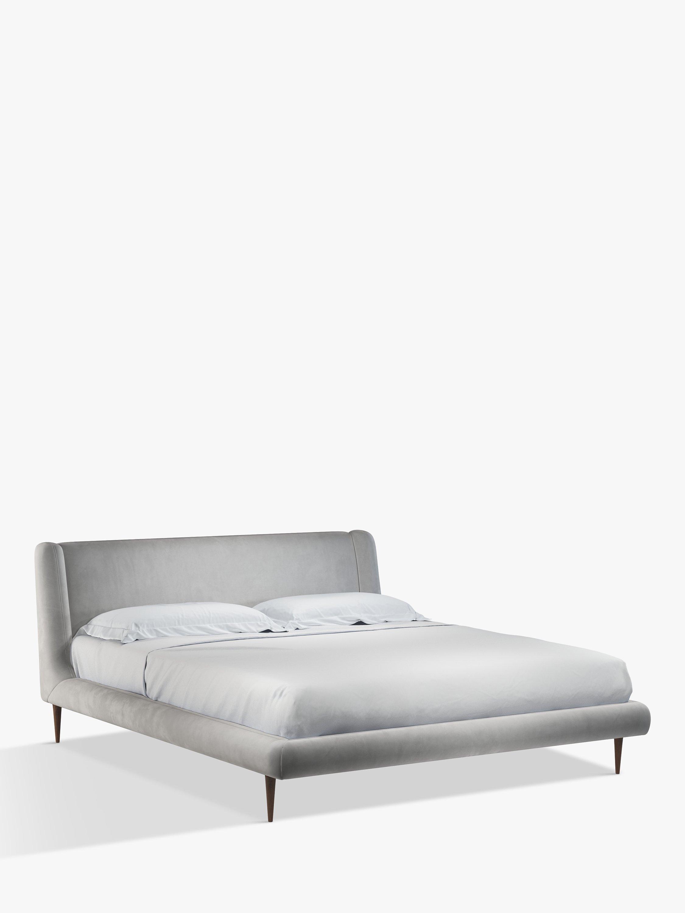 John Lewis Mid-Century Sweep Upholstered Bed Frame, Super King Size, Deep Velvet Steel