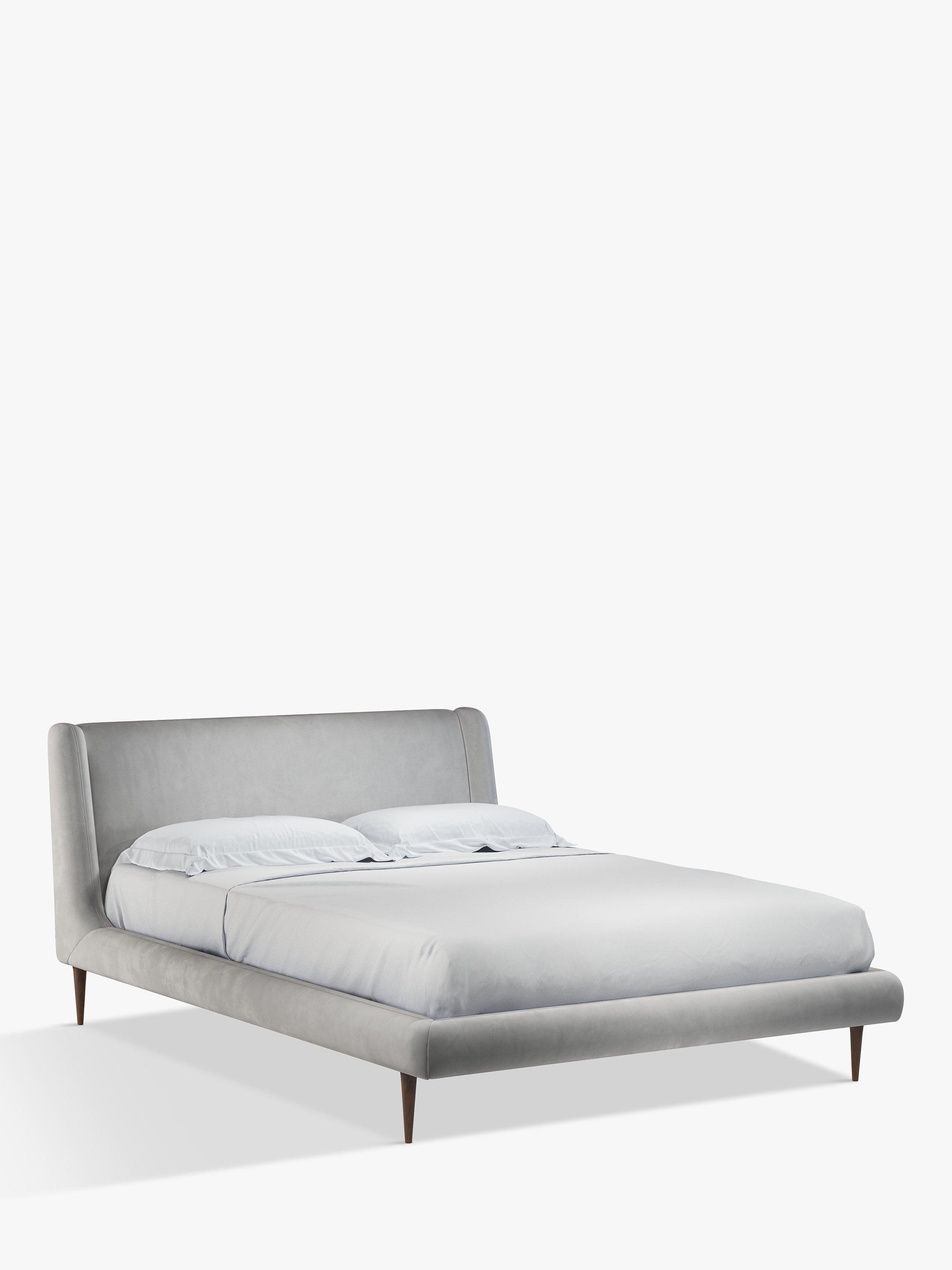 John Lewis Mid-Century Sweep Upholstered Bed Frame, King Size, Deep Velvet Steel