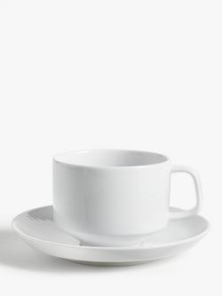 Design Project by John Lewis Porcelain Cup & Saucer, 275ml, Set of 2, White, White