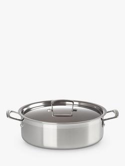 Le Creuset 3-Ply Stainless Steel Sauteuse Pan, 28cm, Silver