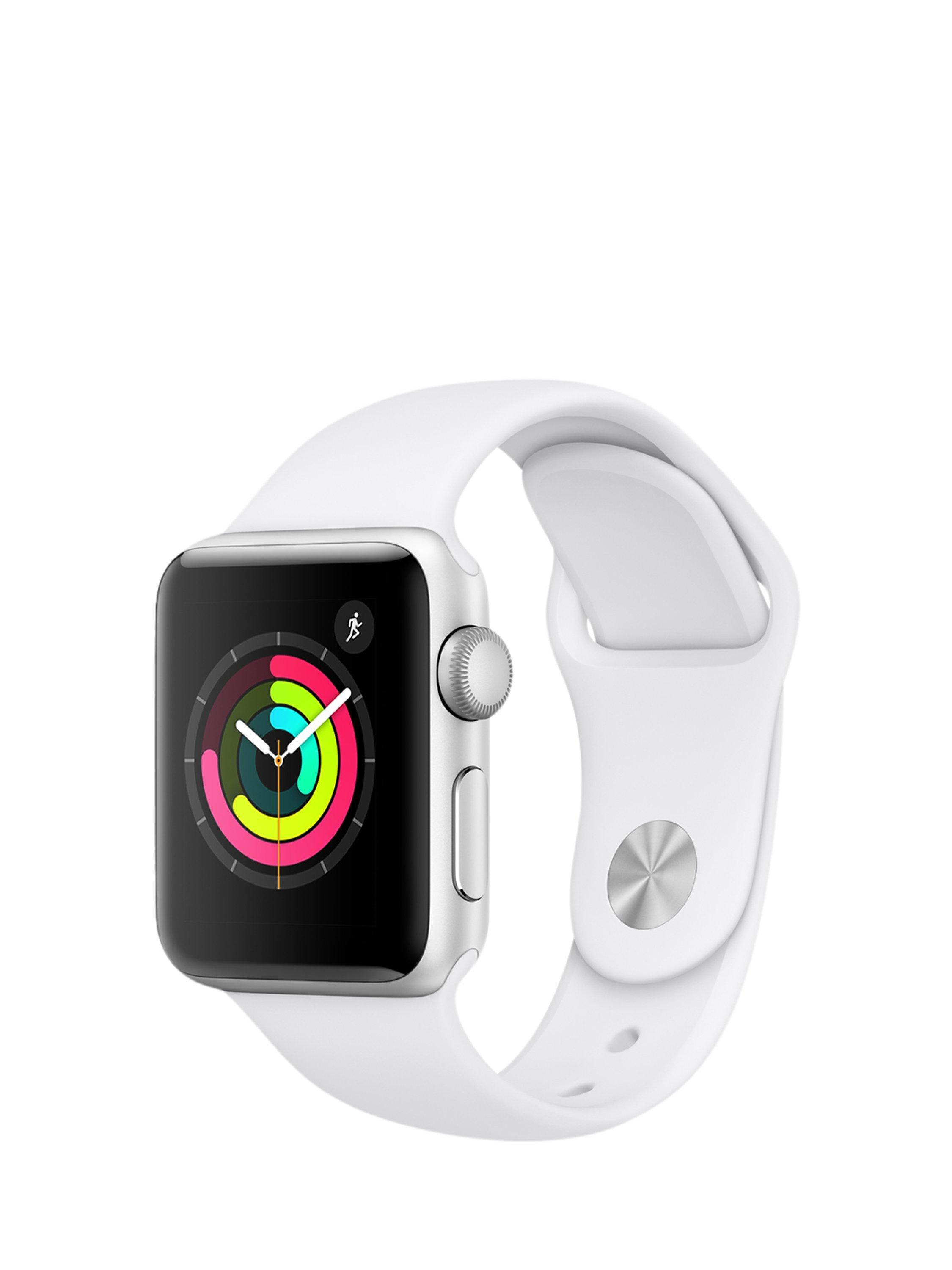 Apple Watch Series 3, GPS, 38mm Silver Aluminium Case with Sport Band, White