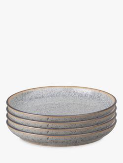 Denby Studio Grey Stoneware Small Coupe Plates, 17cm, Set of 4, Grey