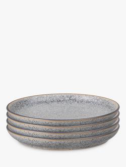 Denby Studio Grey Stoneware Coupe Dinner Plates, 26cm, Set of 4, Grey