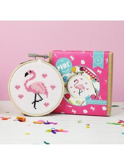 The Make Arcade Mini Flamingo Cross Stitch Kit, 