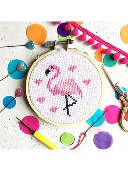 The Make Arcade Mini Flamingo Cross Stitch Kit - view 2, 