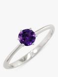 E.W Adams 9ct Gold Claw Set Round Ring, N, Amethyst