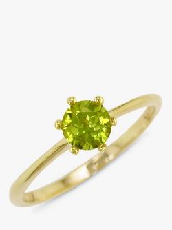 E.W Adams 9ct Gold Claw Set Round Ring, N, Peridot