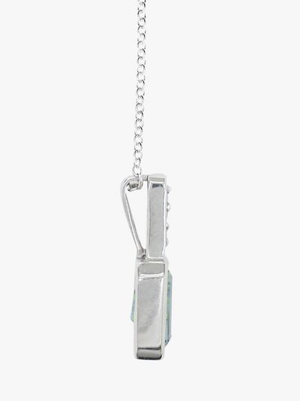 E.W Adams 9ct White Gold Aquamarine and Diamond Pendant Necklace - view 2, Silver/Blue