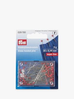 Prym Glass Head Pins, 5g, Red