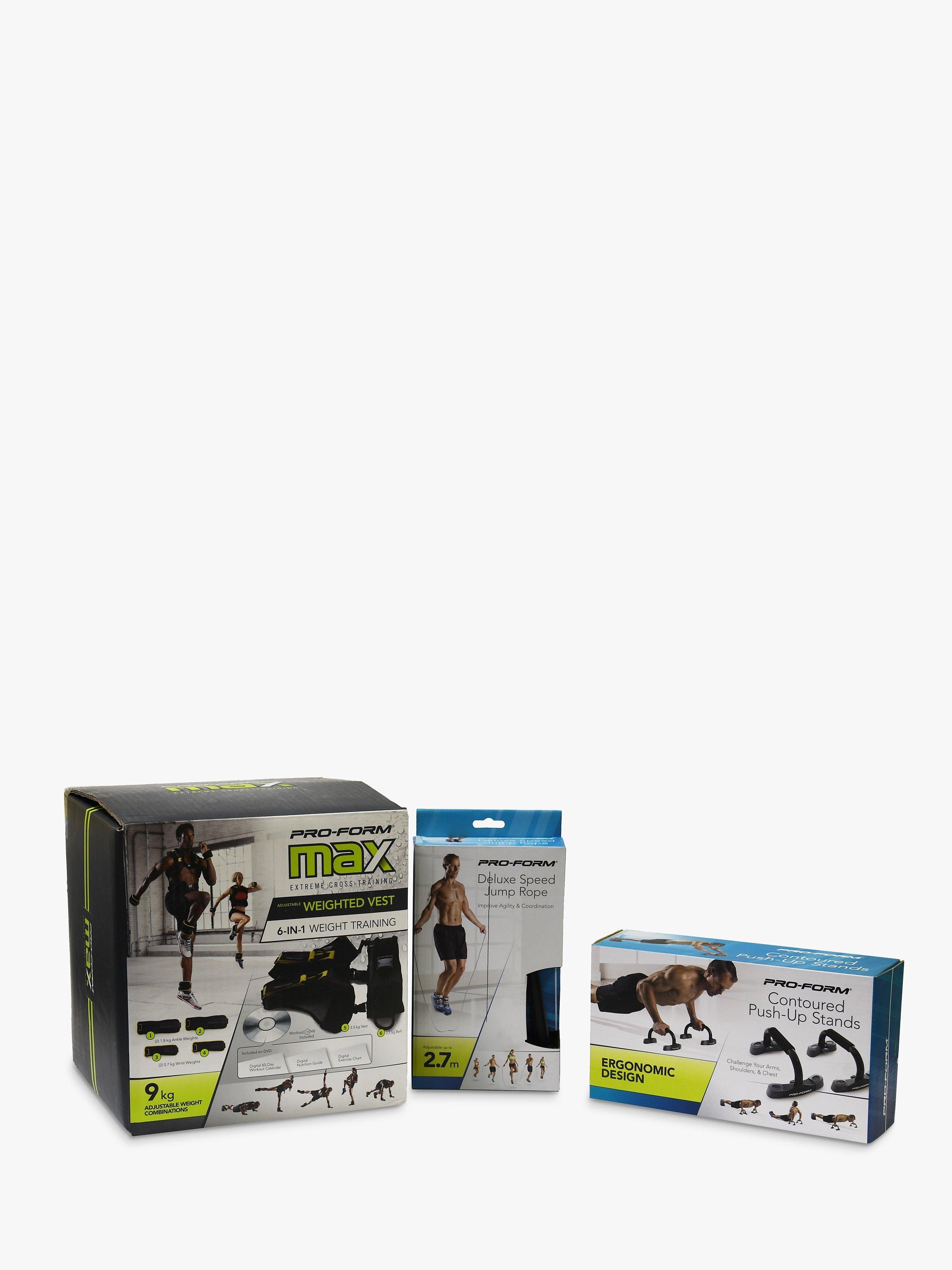 ProForm Weighted Vest, Contoured Push Up Stand & Speed Rope Set