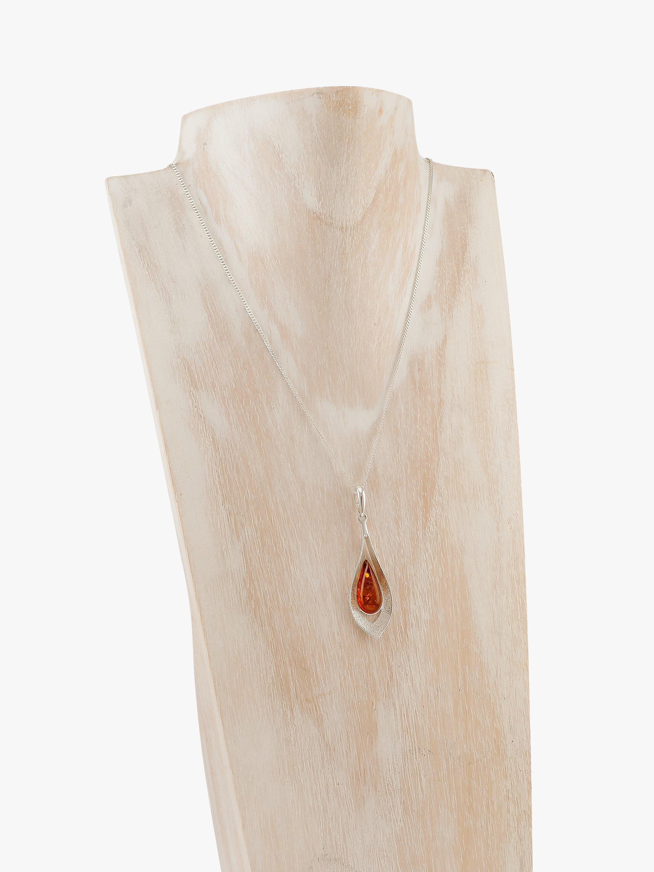 Product image 3 of 3, which shows Be-Jewelled Amber Teardrop Pendant Necklace, Cognac