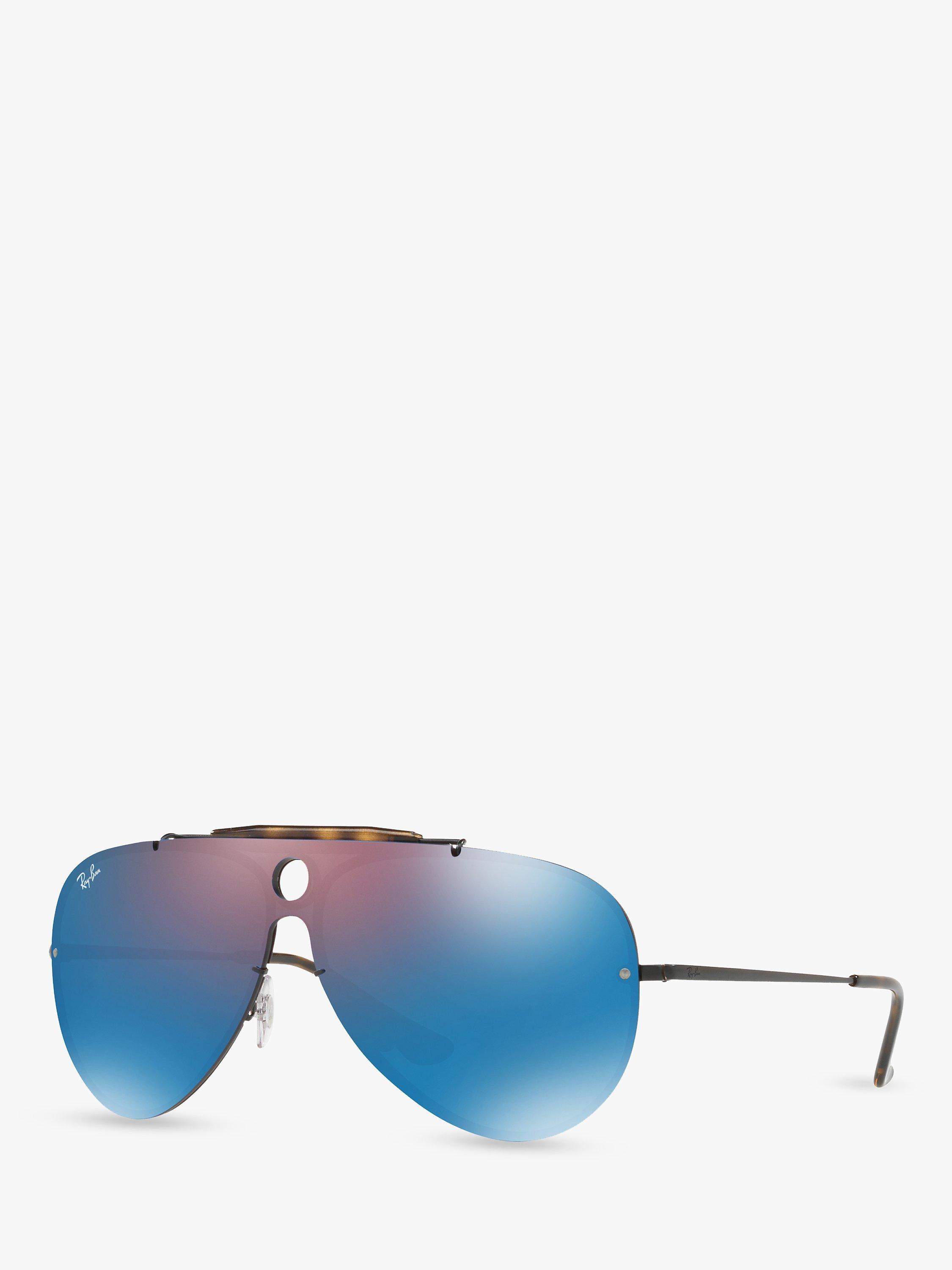 Ray-Ban RB3581N Blaze Shooter Aviator Sunglasses, Black/Mirror Blue