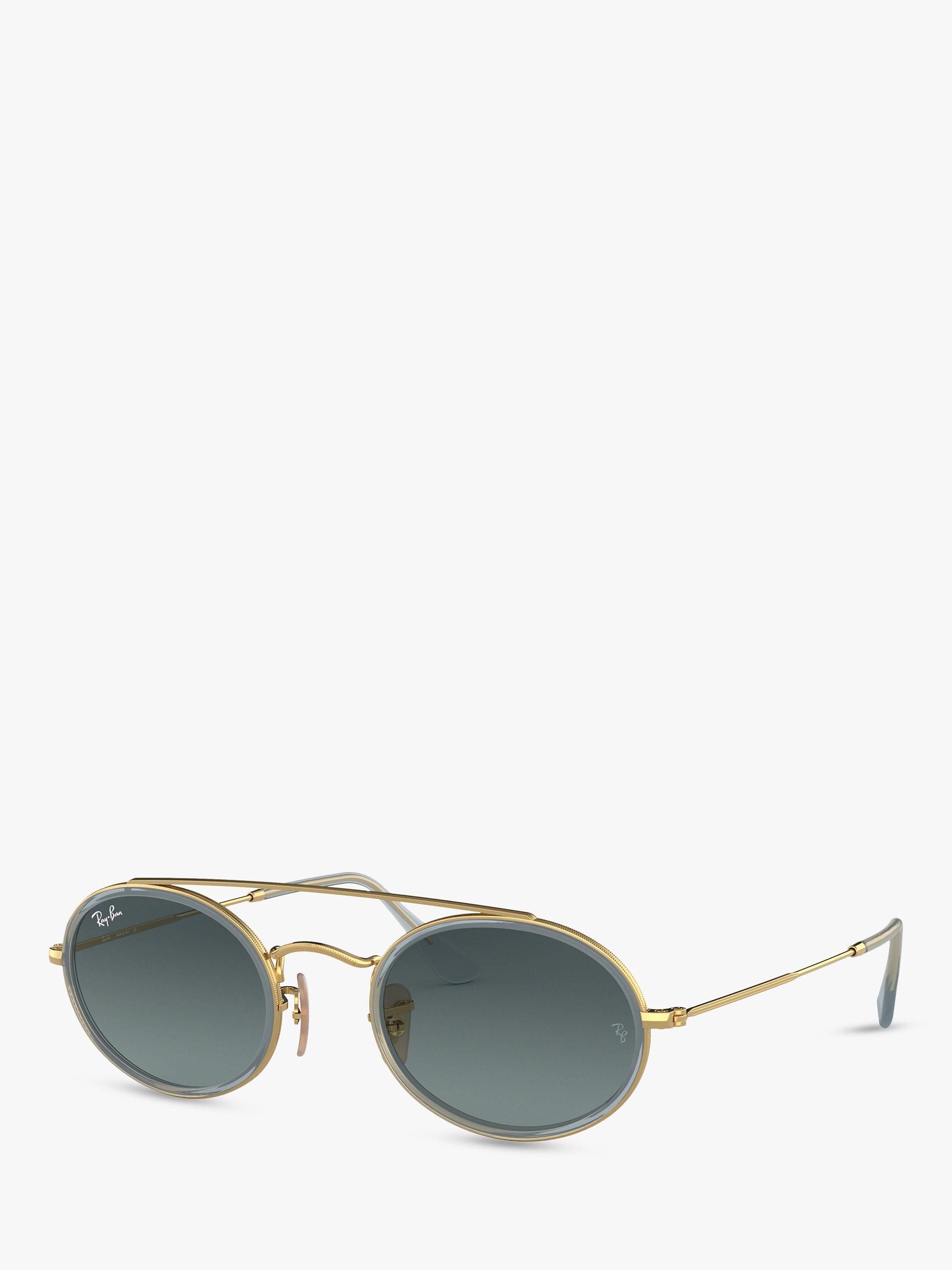 Ray Ban RB3847N Unisex Oval Sunglasses Gold Grey Blue Gradient