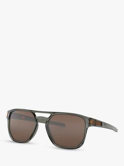 Oakley OO9436 Men's Latch Beta Prizm Oval Sunglasses, Black/Mirror Brown, Black/Mirror Brown