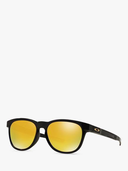 Oakley OO9315 Men's Stringer Oval Sunglasses, Shiny Black/Mirror Gold