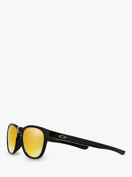 Oakley OO9315 Men's Stringer Oval Sunglasses - view 2, Shiny Black/Mirror Gold
