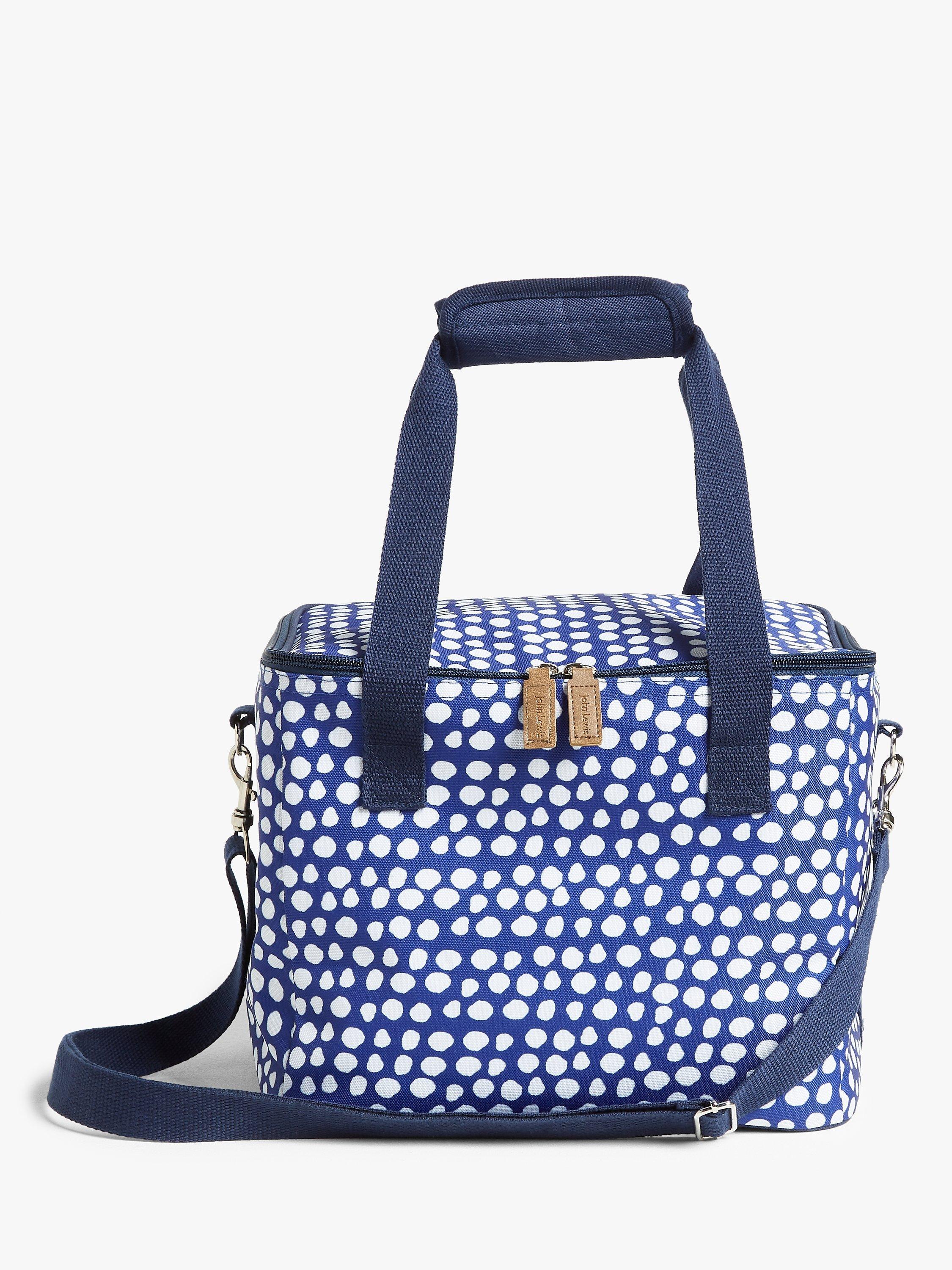 John Lewis & Partners Summer Party Spot Print Family Picnic Cooler Bag, 16L, Blue/White