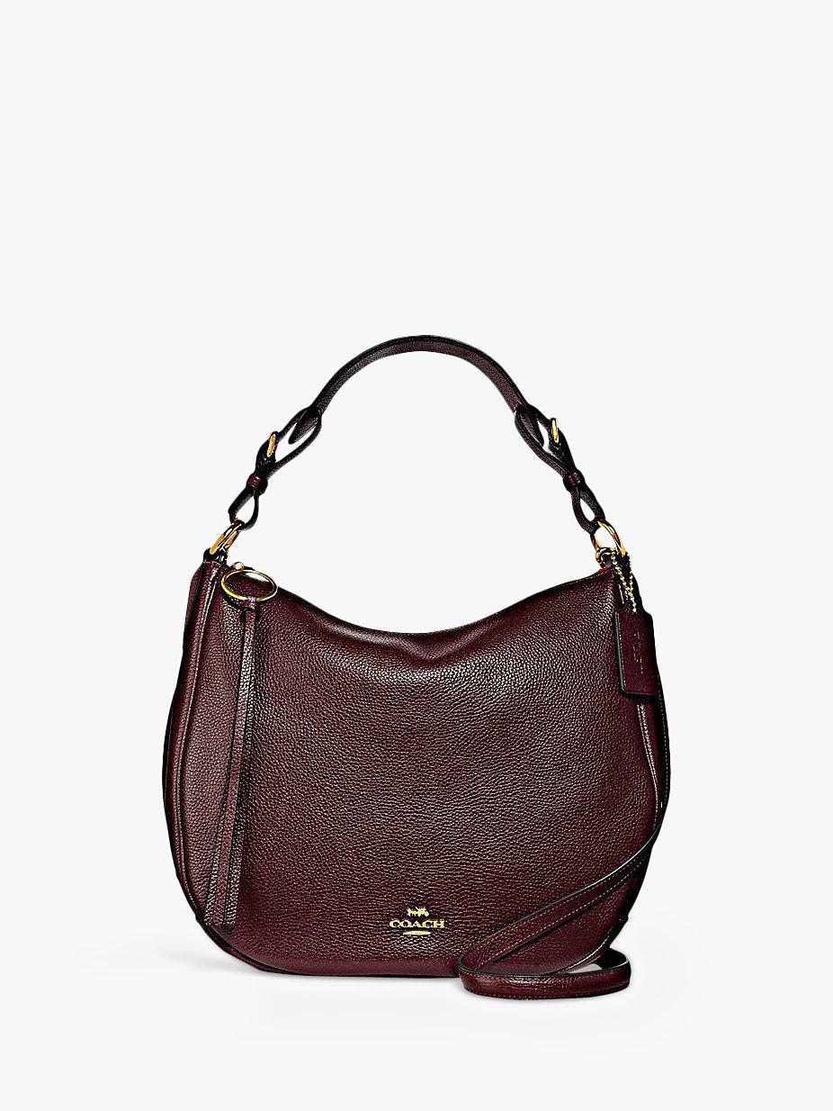 Coach Sutton Pebbled Leather Hobo Bag Oxblood