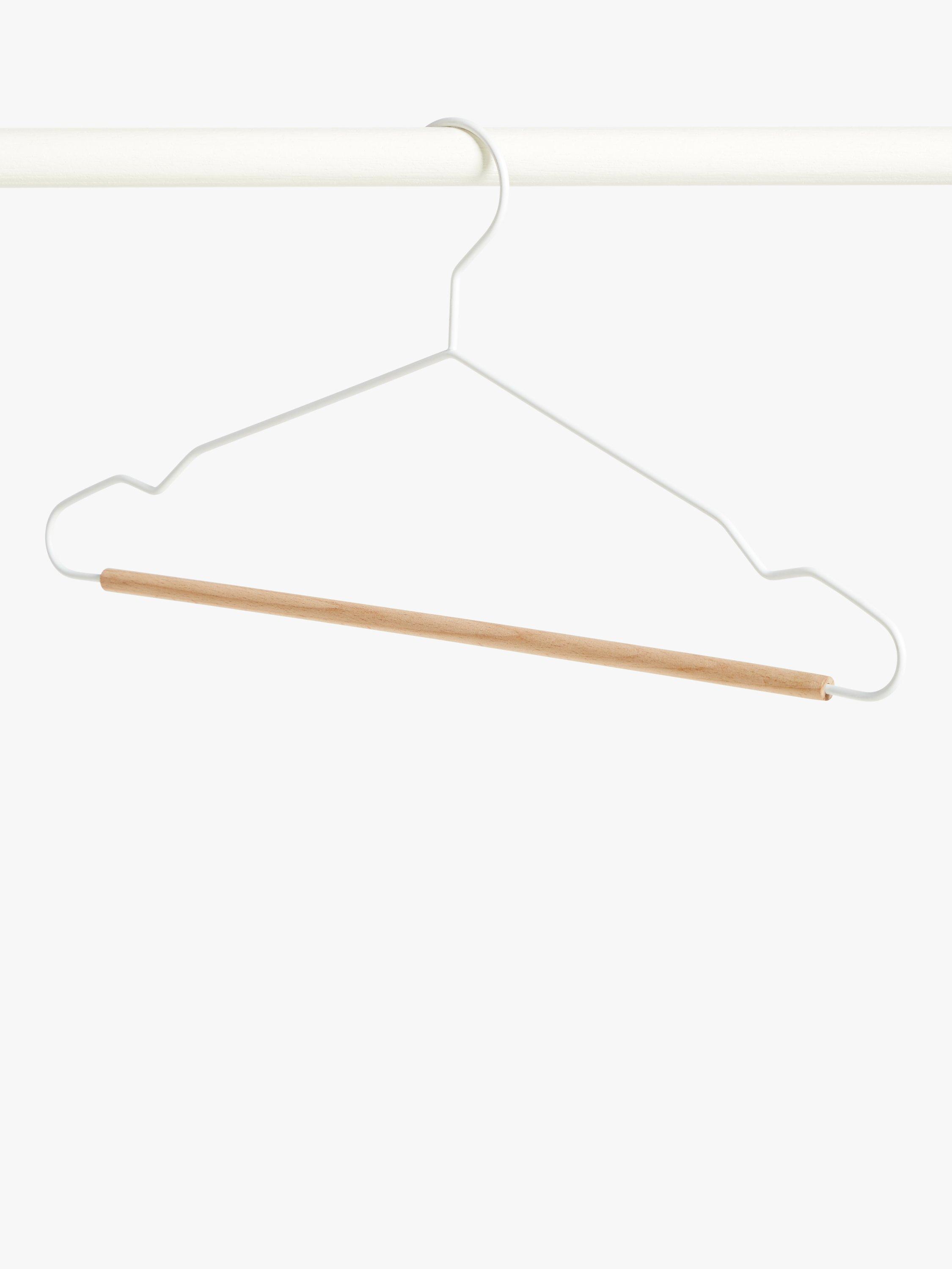 John Lewis & Partners Metal and Wood Clothes Hanger, Pack of 2, White