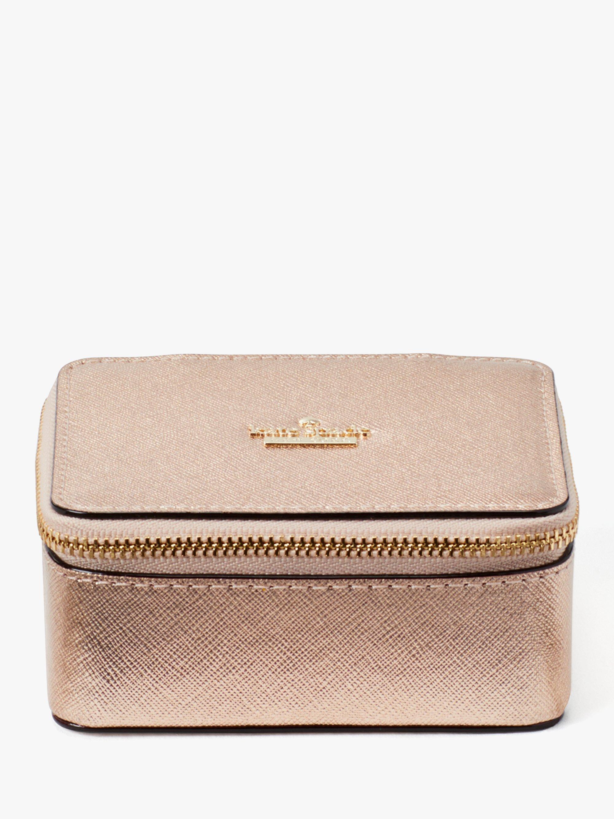 kate spade new york Ollie Small Leather Zipped Jewellery Box, Rose Gold