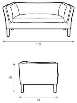 Halo Groucho Small 2 Seater Leather Sofa, Dark Leg - view 2, London Leather