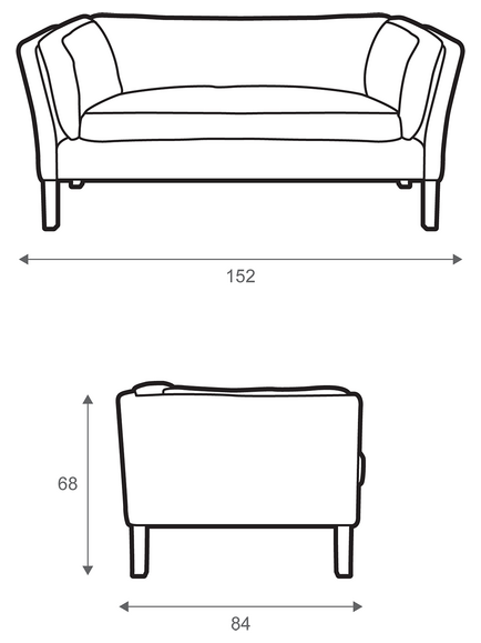 Halo Groucho Small 2 Seater Leather Sofa, Dark Leg - view 2, London Leather