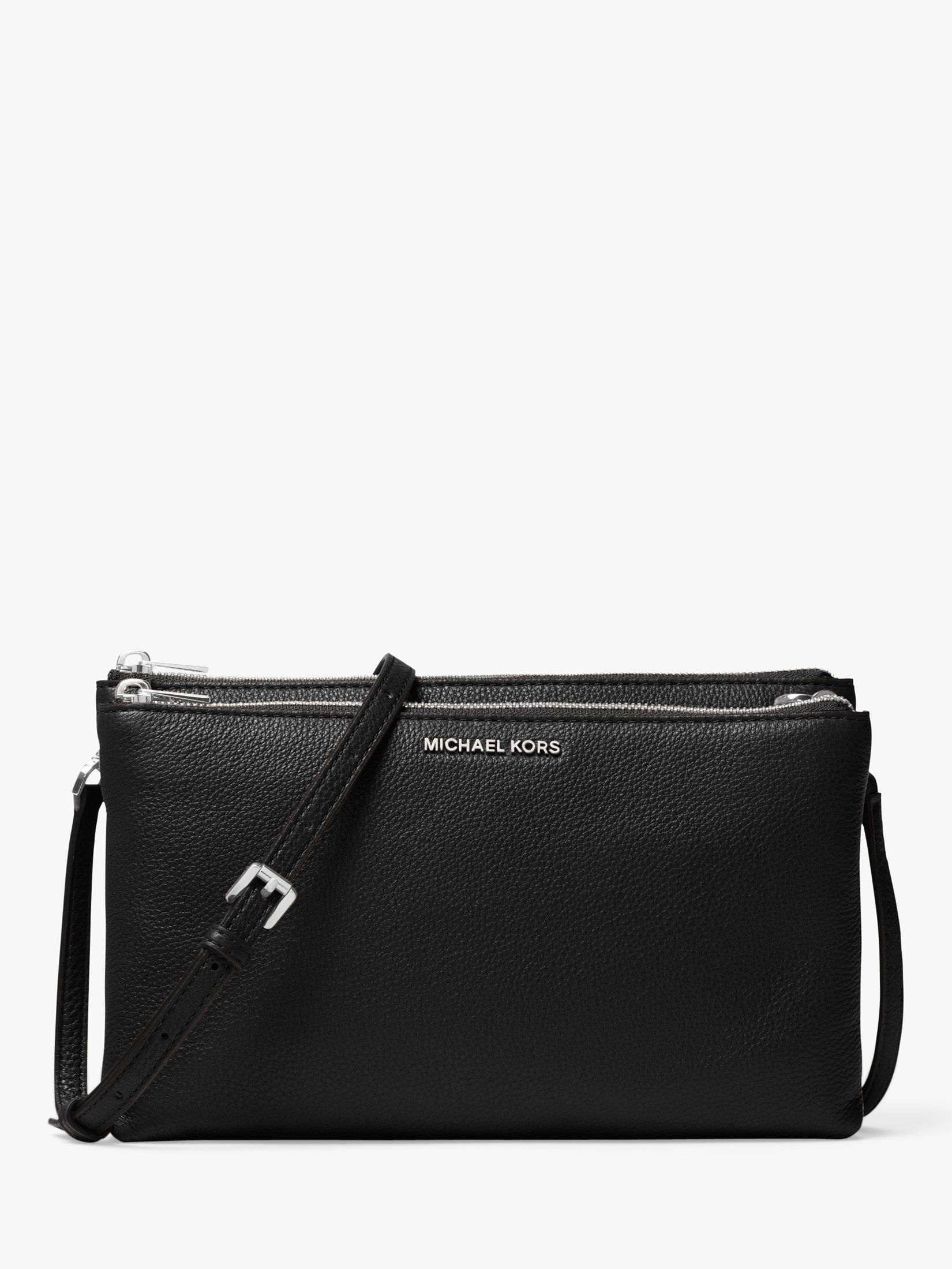 Michael Kors Crossbodies Leather Double Zip Cross Body Bag Black