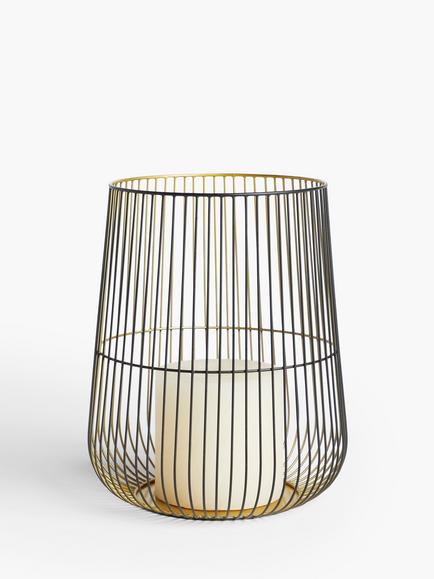John Lewis Cage Lantern Candle Holder, Large - view 2, Black