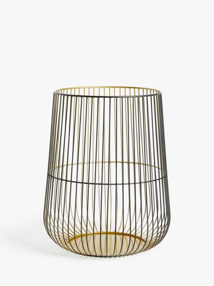 John Lewis Cage Lantern Candle Holder, Medium, Black