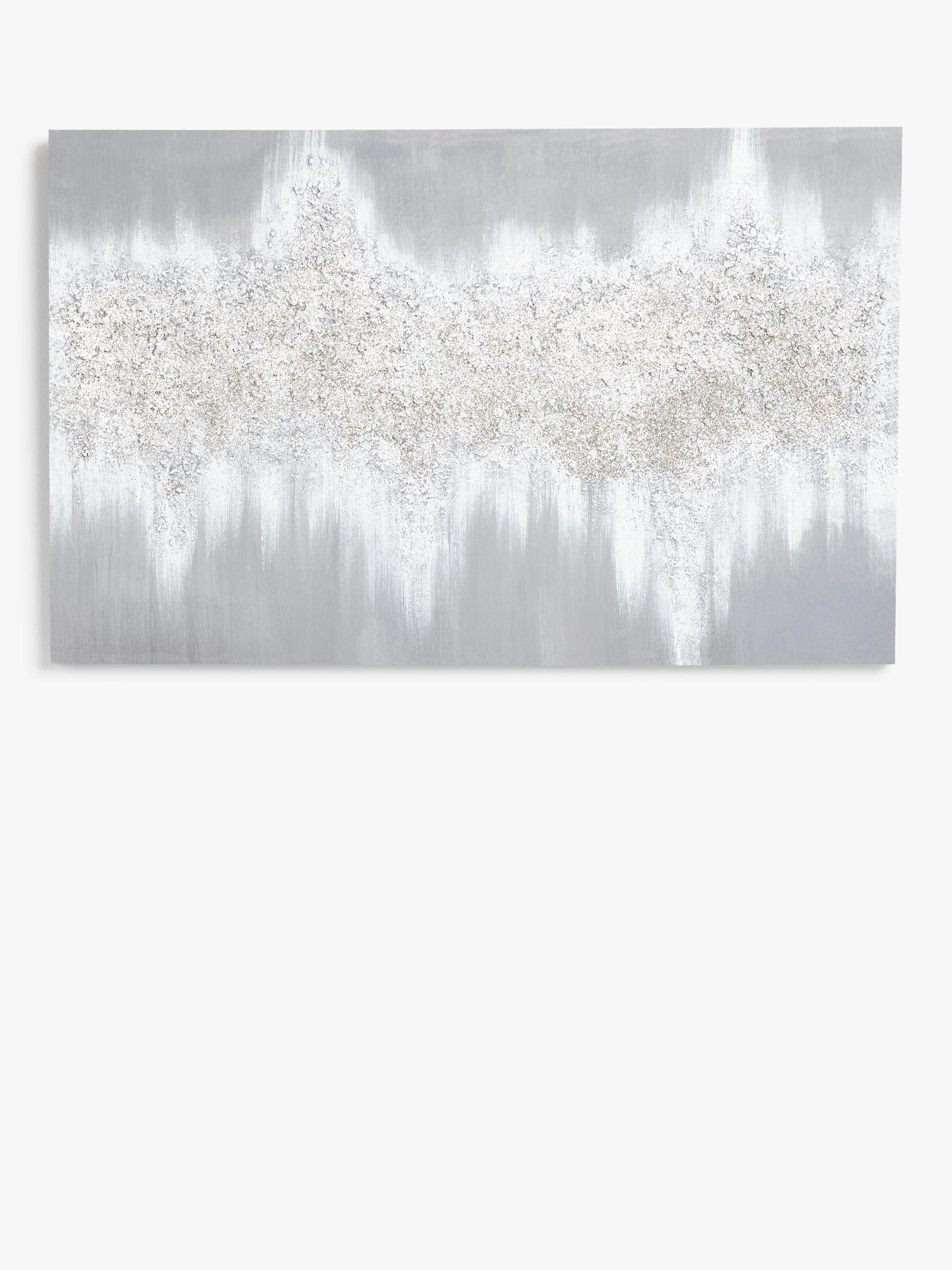 Indra - Hand-Painted Embellished Canvas, 70 x 113cm, Grey/White