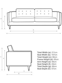 John Lewis + Swoon Lyon Large 3 Seater Sofa - view 2, Wildwood Green Velvet