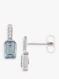 E.W Adams 9ct White Gold Diamond and Semi-Precious Stone Drop Earrings