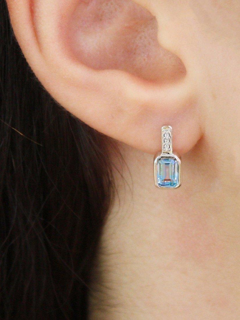 Product image 3 of 3, which shows E.W Adams 9ct White Gold Diamond and Semi-Precious Stone Drop Earrings, Aquamarine
