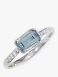 E.W Adams 9ct White Gold Diamond and Aquamarine Cocktail Ring, N