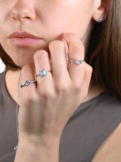 E.W Adams 9ct White Gold Diamond and Aquamarine Cocktail Ring, N - view 2, Blue