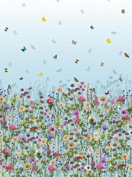 Matthew Williamson Deya Meadow Wallpaper Panel, W7265-01, Blue W7265-01