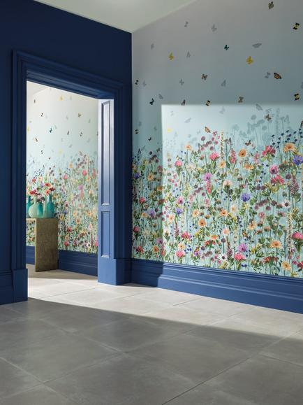 Matthew Williamson Deya Meadow Wallpaper Panel, W7265-01 - view 2, Blue W7265-01