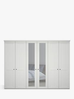 John Lewis Marlow 300cm Mirrored Hinged Wardrobe - view 2, Off White