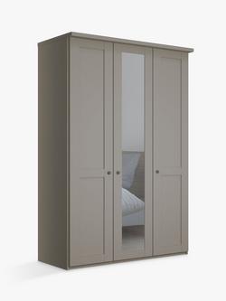 John Lewis Marlow 150cm Mirrored Hinged Wardrobe, Pebble Grey
