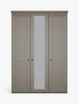 John Lewis Marlow 150cm Mirrored Hinged Wardrobe - view 2, Pebble Grey