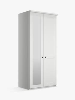 John Lewis Marlow 100cm Hinged Wardrobe with Left Mirror, Off White