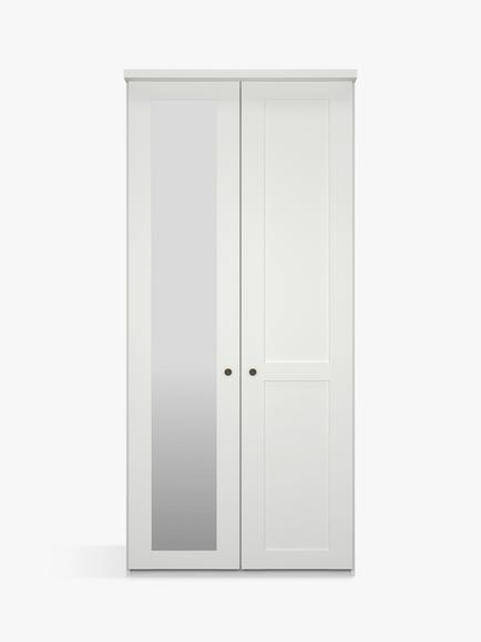 John Lewis Marlow 100cm Hinged Wardrobe with Left Mirror - view 2, White