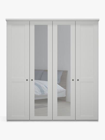 John Lewis Marlow 200cm Mirrored Hinged Wardrobe - view 2, White
