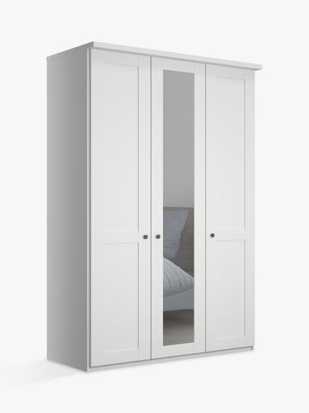John Lewis Marlow 150cm Mirrored Hinged Wardrobe, White