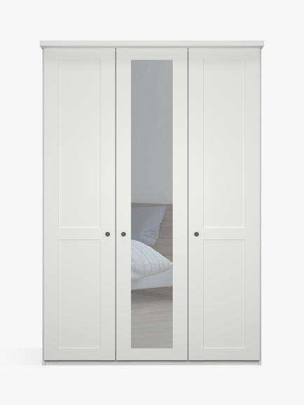 John Lewis Marlow 150cm Mirrored Hinged Wardrobe - view 2, White